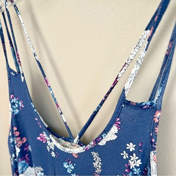 Pink Republic Blue Magenta Floral Crop Spaghetti Strap Cami Tank Size S - Picture 10 of 13